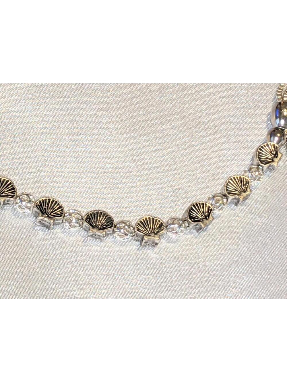 Alex and Ani SEASHELL Anklet Two Tone Shiny Silver Adjustable EUC - Picture 3 of 6